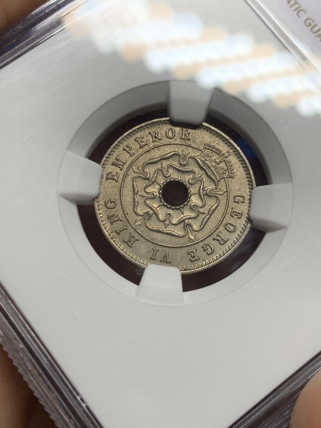 《竞宝斋》第466场 周日，周一 2场连拍 （全场包邮）欢迎送拍 NGC MS64 南罗得西亚1938年乔治六世1/2便士