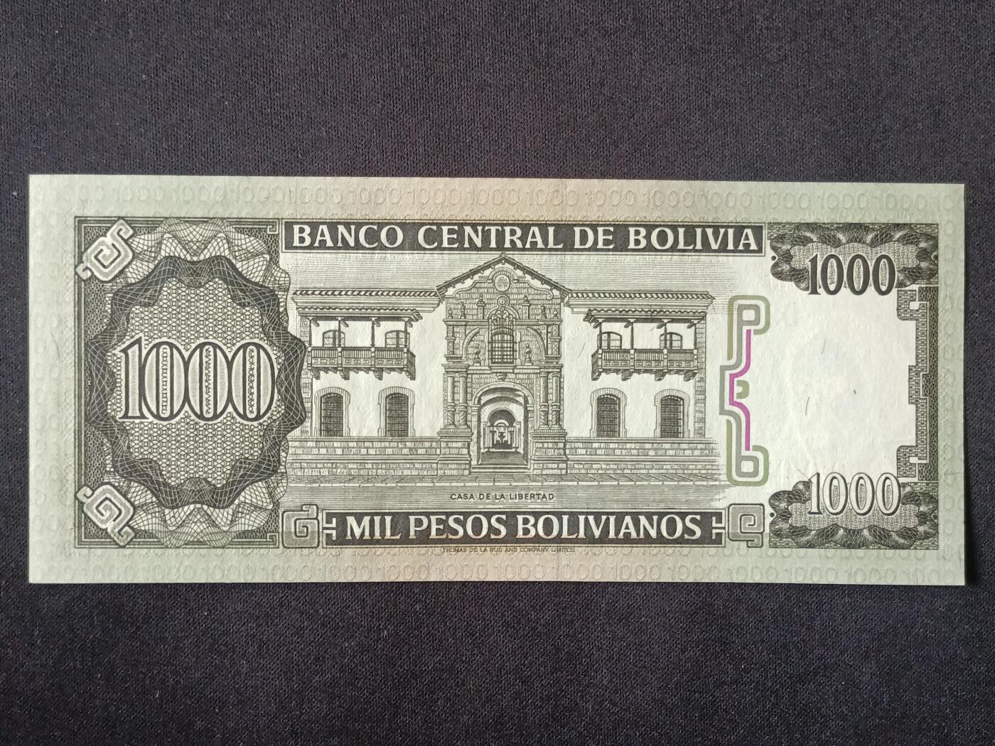 【游宝拍卖】丙午马年第6期 玻利维亚-1000比索【1982年 全新UNC-】