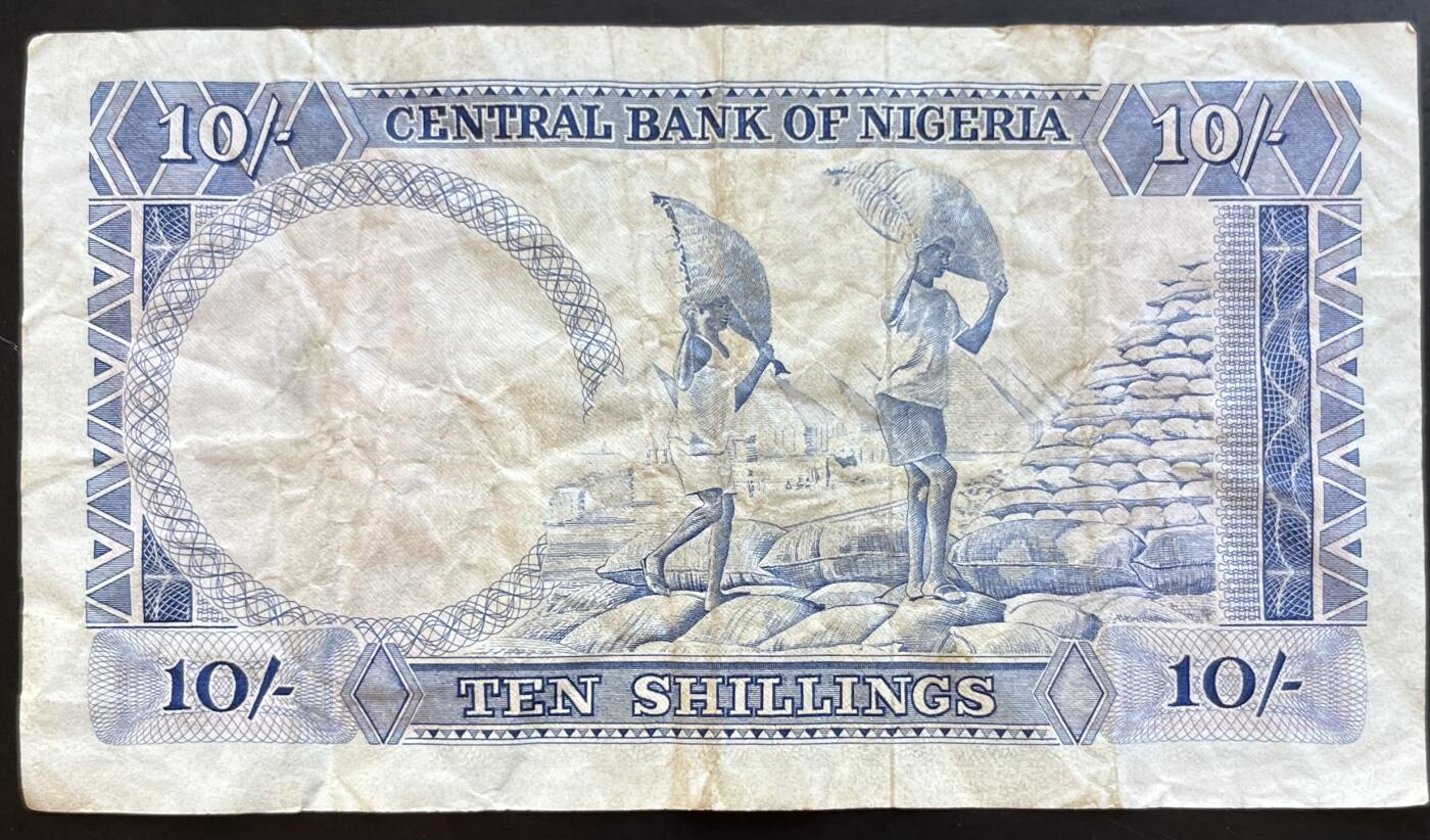 小福收藏拍卖第201期 流通品相裸钞 特惠场 本场拍卖美洲大洋洲非洲亚洲纸币【佣金仅收2% 不设最低佣金 全场包邮】 尼日利亚 1968年 10先令 罕见品种