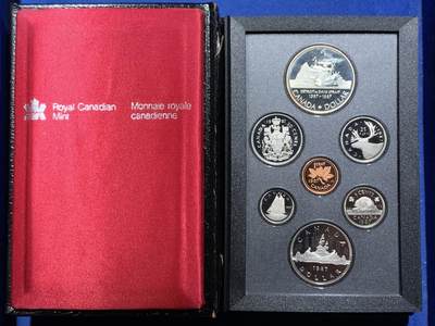 《竞宝斋》第466场 周日，周一 2场连拍 （全场包邮）欢迎送拍 - 加拿大1987年精制套币 含一枚银币 原盒带证书