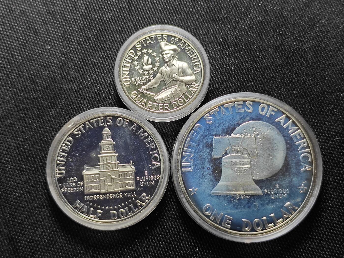 KK钱币收藏小铺   套币 批量/好品散币专场 2月预留时间 周末发货  1976美国建国200周年精制纪念套币 银套币