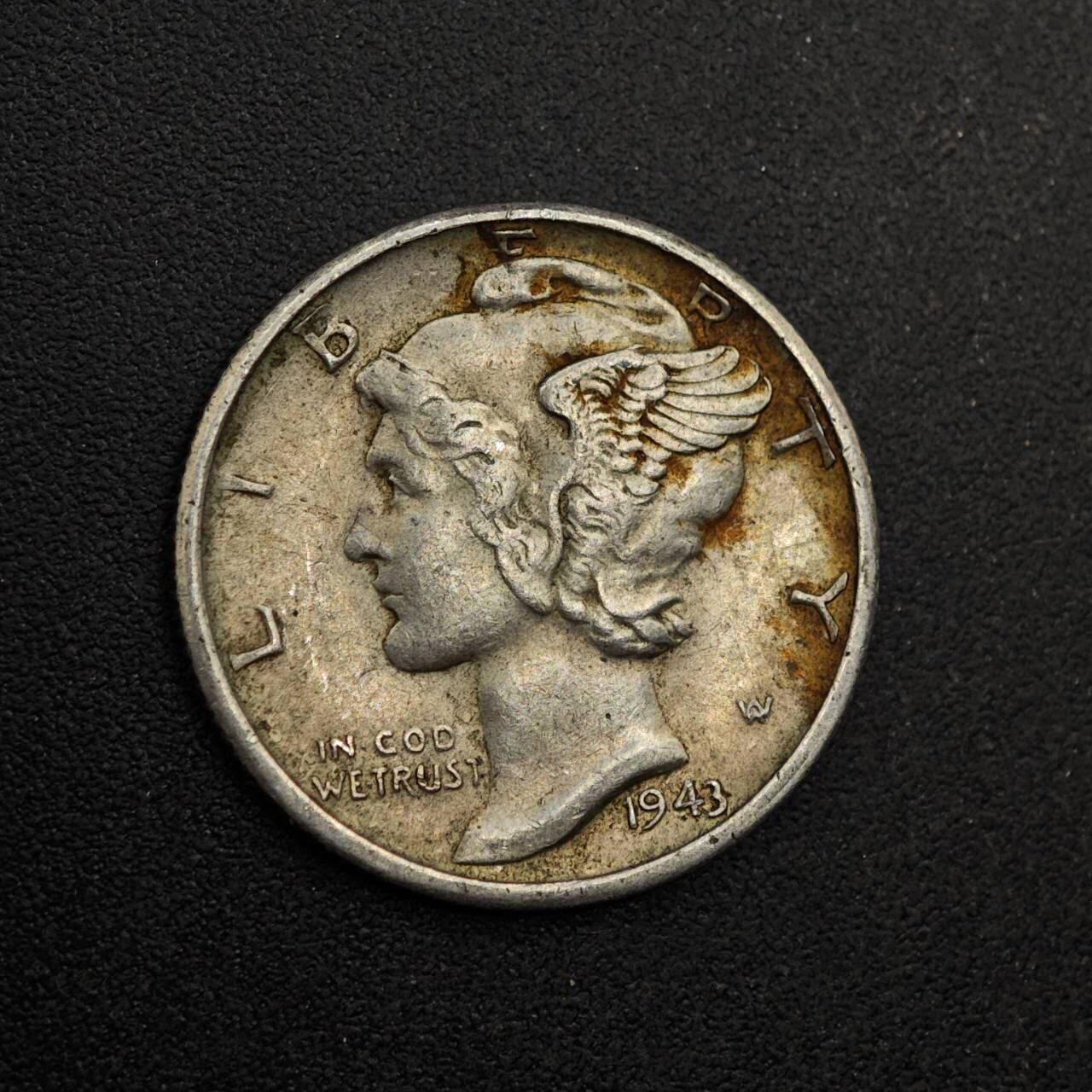 【淘币小摊】实时拍第八百七十四拍   银币散币场    每周一统一发货 美国1943年小飞人10分银币