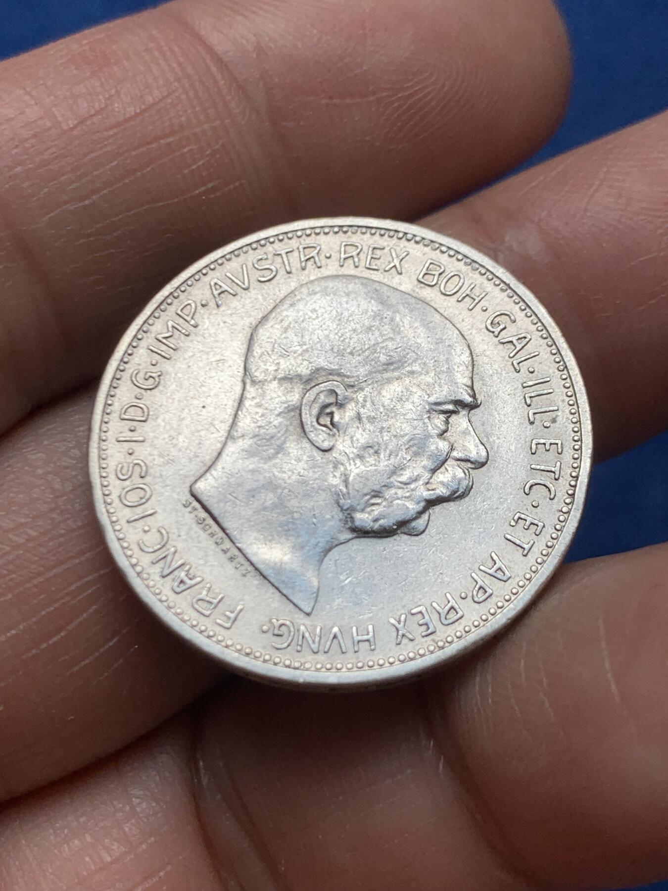 《竞宝斋》第466场 周日，周一 2场连拍 （全场包邮）欢迎送拍 奥匈帝国 1912年 弗朗茨约瑟夫一世 2克朗 银币