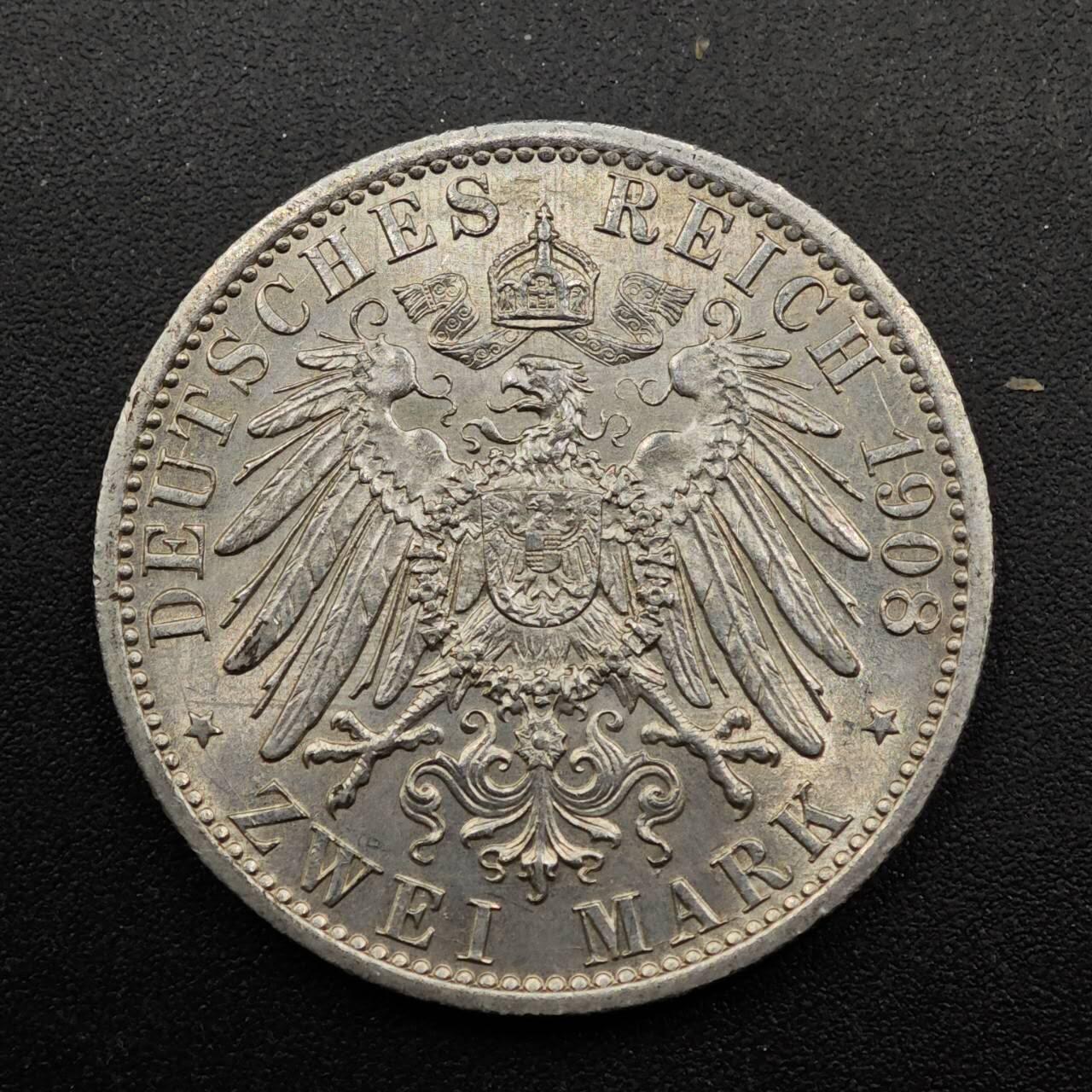 【淘币小摊】实时拍第八百七十三拍   银币套币场    每周一统一发货 德国1908年普鲁士2马克银币带光好品