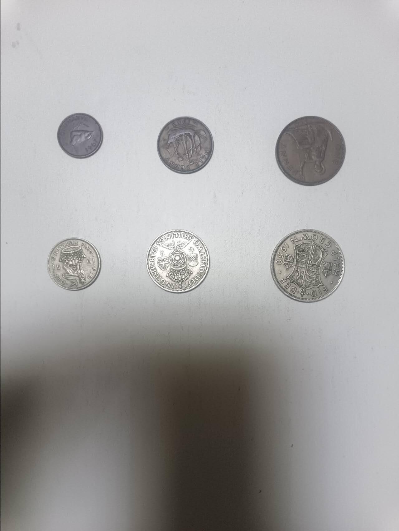 【20260304】非全新纸币和硬币第340场 英国乔治六世6枚硬币，稀少