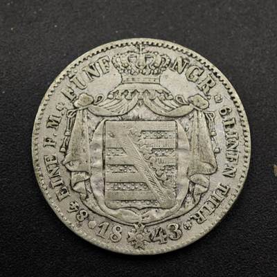 【淘币小摊】实时拍第八百七十三拍   银币套币场    每周一统一发货 - 德国1843年萨克森1/6泰勒银币