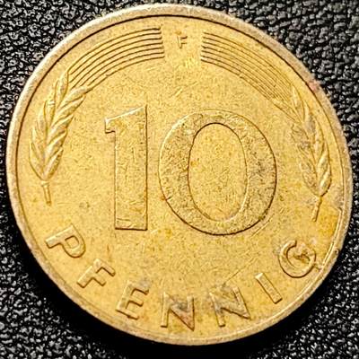 泉币菌-第203场-本场拍品多 请提前出价（正月十五统一发货） - 联邦德国1980年 10芬尼硬币 橡树麦穗  银行版 21.5mm