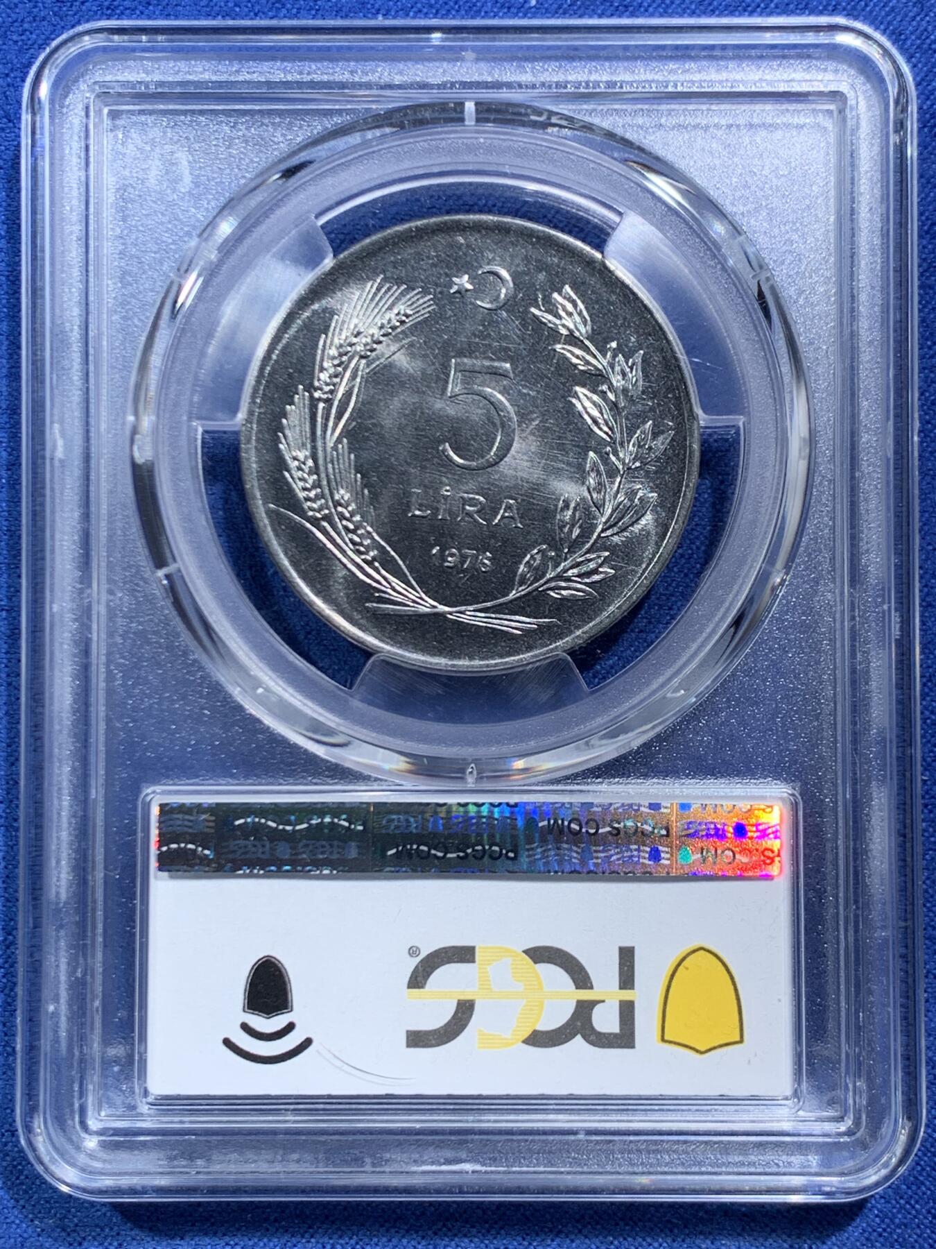 《竞宝斋》第466场 周日，周一 2场连拍 （全场包邮）欢迎送拍 PCGS MS66 土耳其1976年FAO国际妇女年5里拉 亚军分