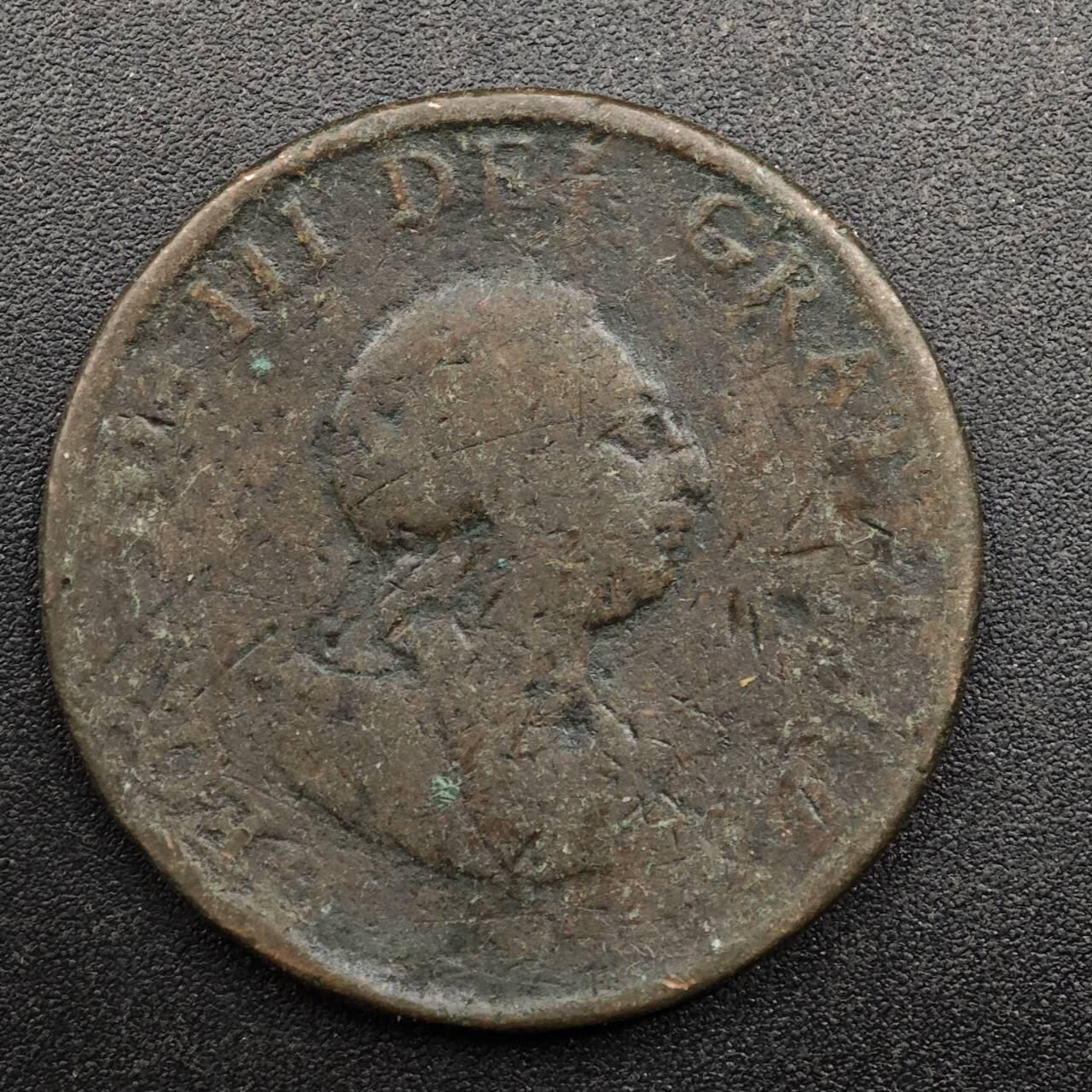 【淘币小摊】实时拍第八百七十四拍   银币散币场    每周一统一发货 英国1799年乔治三世半便士铜币