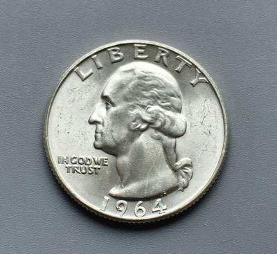 《崇甫堂》一精品外币专场⑧ - 美国1964年富兰克林D版25美分银币 KM#164