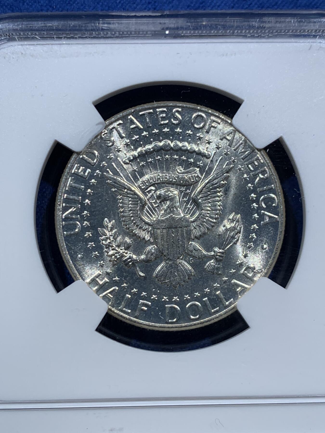 《竞宝斋》第466场 周日，周一 2场连拍 （全场包邮）欢迎送拍 NGC MS65 美国1964年肯尼迪50分高银银币 状态漂亮