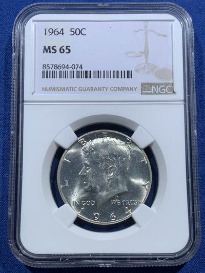 《竞宝斋》第466场 周日，周一 2场连拍 （全场包邮）欢迎送拍 - NGC MS65 美国1964年肯尼迪50分高银银币 状态漂亮