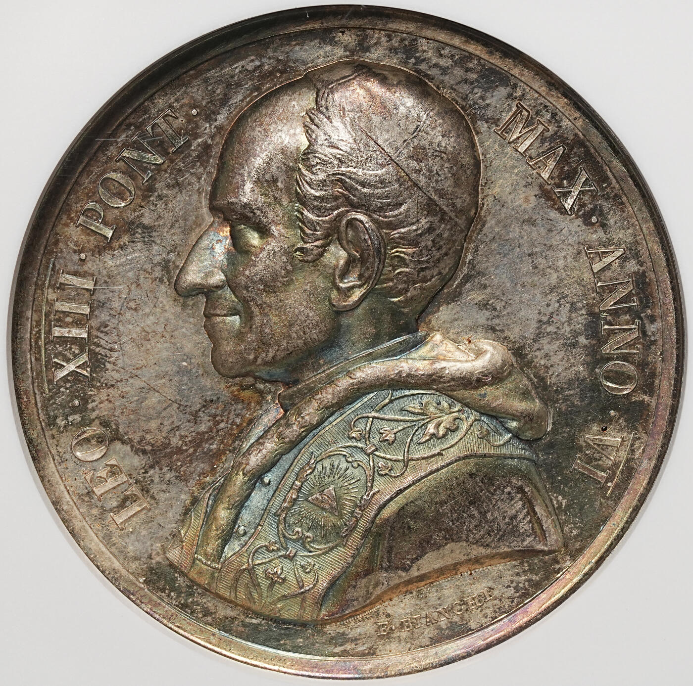 修遠堂世界钱币第106期，请看参拍说明 NGC MS63 梵蒂冈-斯拉夫使徒西里尔与美多德传教功绩纪念大银章