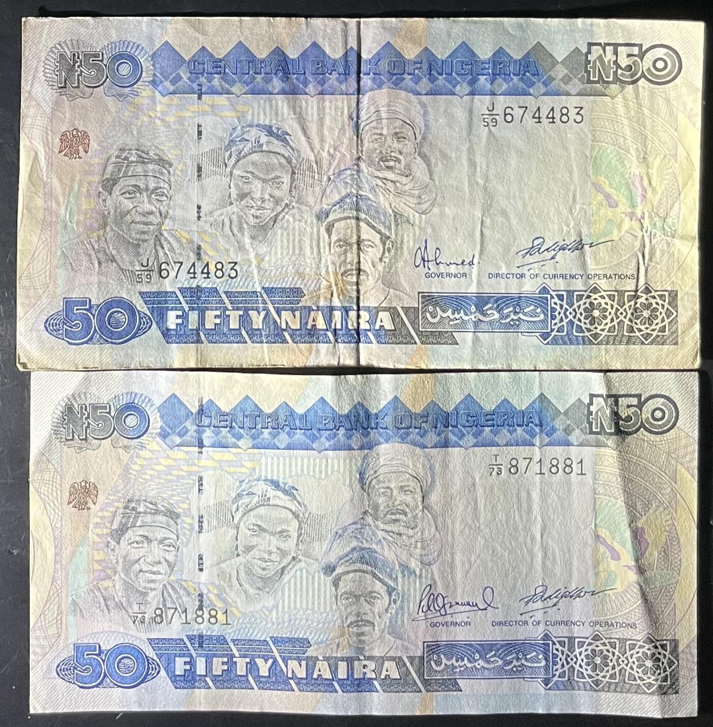 小福收藏拍卖第201期 流通品相裸钞 特惠场 本场拍卖美洲大洋洲非洲亚洲纸币【佣金仅收2% 不设最低佣金 全场包邮】 尼日利亚 50奈拉 1组2张 