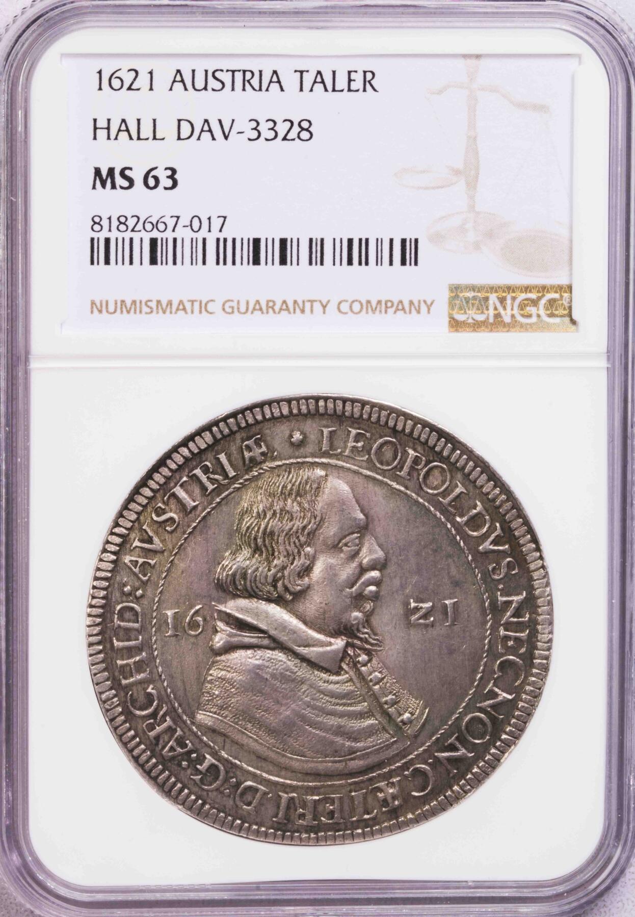 NGC-MS63 1621奥地利利奥波德泰勒大银币 唯一亚军分