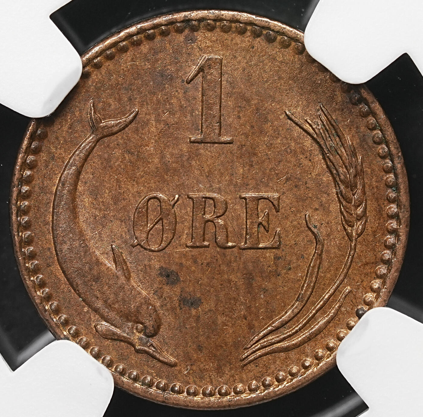 修遠堂世界钱币第106期，请看参拍说明 NGC评级 丹麦铜币两枚