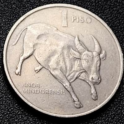 泉币菌-第203场-本场拍品多 请提前出价（正月十五统一发货） - 公牛 菲律宾1比索硬币 29MM 