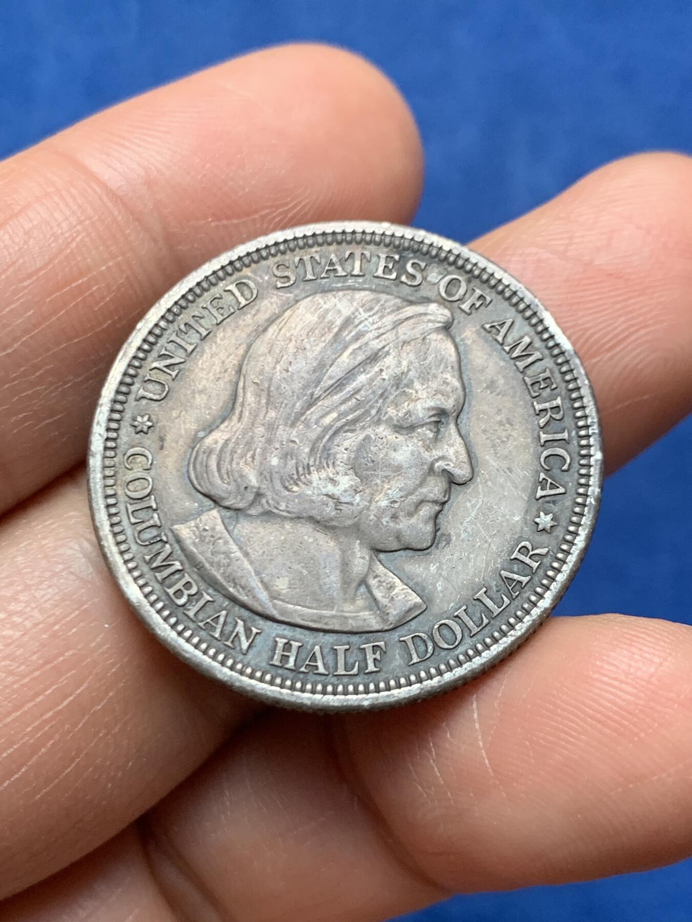 《竞宝斋》第466场 周日，周一 2场连拍 （全场包邮）欢迎送拍 美国1892年哥伦布纪念半美元银币，首年，12.45克，900银