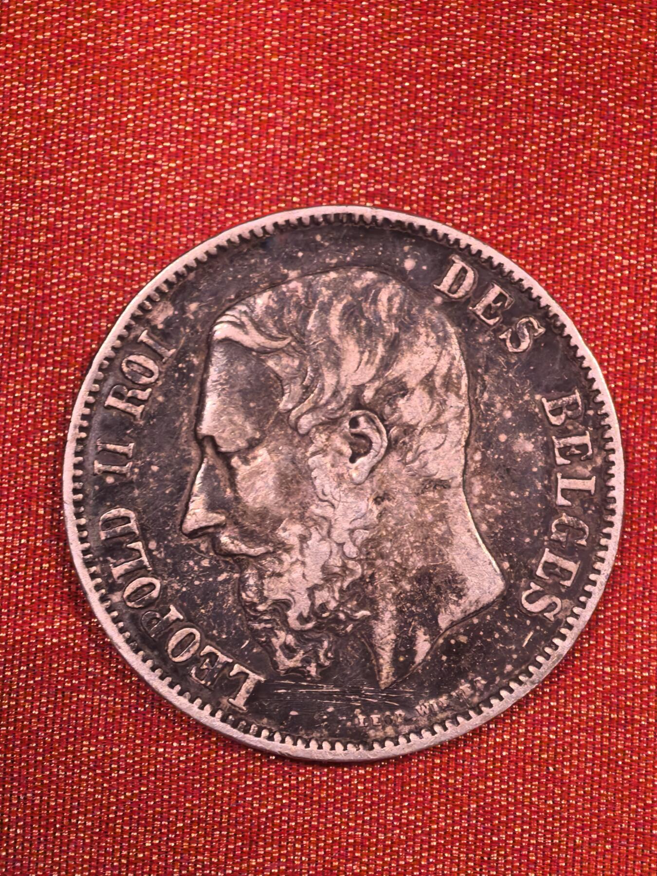 欧洲铜章和回流杂项第一场 比利时利奥波德二世 5法郎银币（1869年）