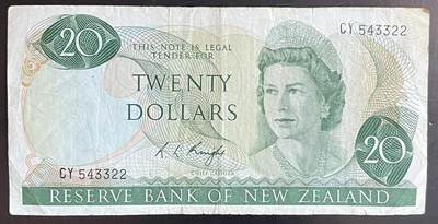 小福收藏拍卖第201期 流通品相裸钞 特惠场 本场拍卖美洲大洋洲非洲亚洲纸币【佣金仅收2% 不设最低佣金 全场包邮】 - 新西兰 高冠 20元 