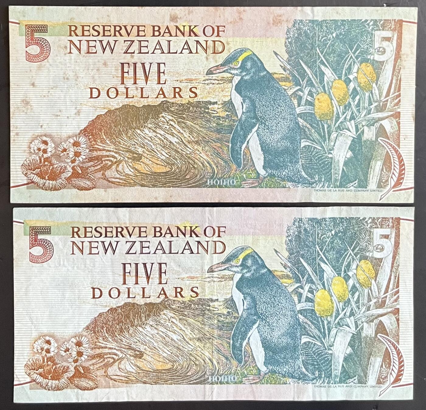 小福收藏拍卖第201期 流通品相裸钞 特惠场 本场拍卖美洲大洋洲非洲亚洲纸币【佣金仅收2% 不设最低佣金 全场包邮】 新西兰 1992年 5元 纸钞版少见 1组2张 