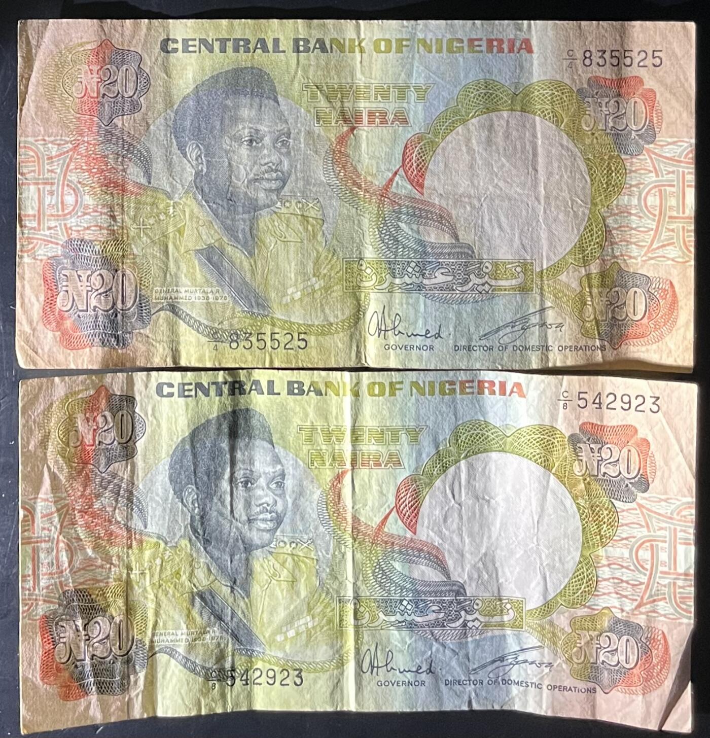 小福收藏拍卖第201期 流通品相裸钞 特惠场 本场拍卖美洲大洋洲非洲亚洲纸币【佣金仅收2% 不设最低佣金 全场包邮】 尼日利亚 20奈拉 1组2张 