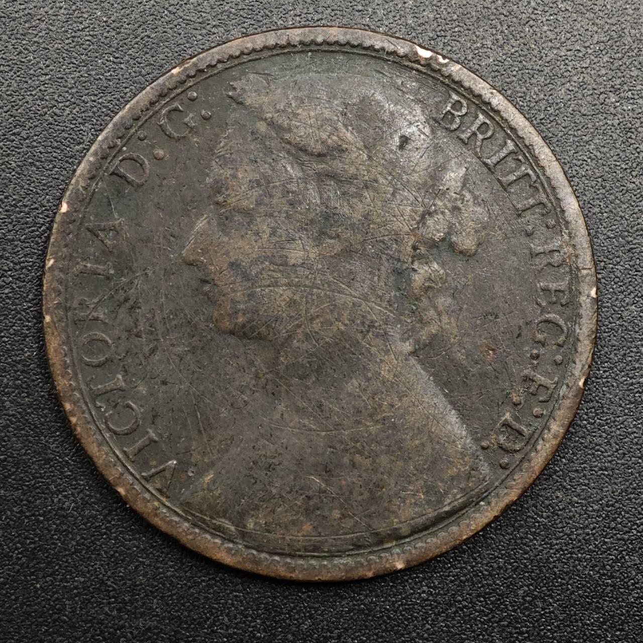 【淘币小摊】实时拍第八百七十四拍   银币散币场    每周一统一发货 英国1876年维多利亚一便士铜币