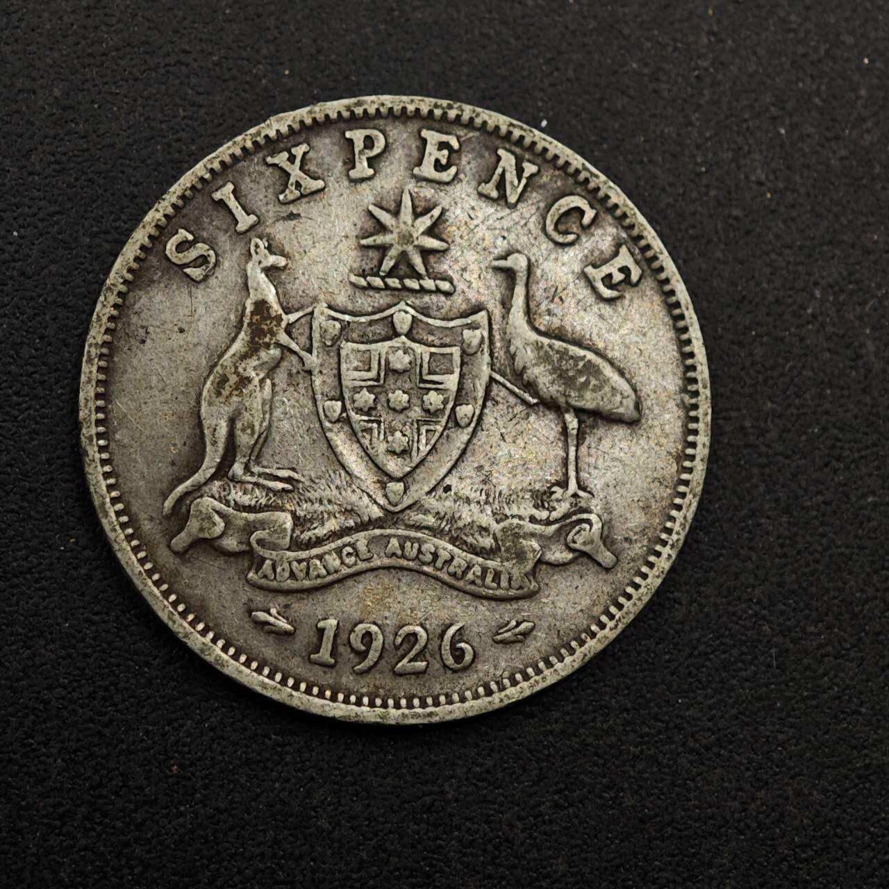 【淘币小摊】实时拍第八百七十四拍   银币散币场    每周一统一发货 澳大利亚1926年乔治五世6便士银币