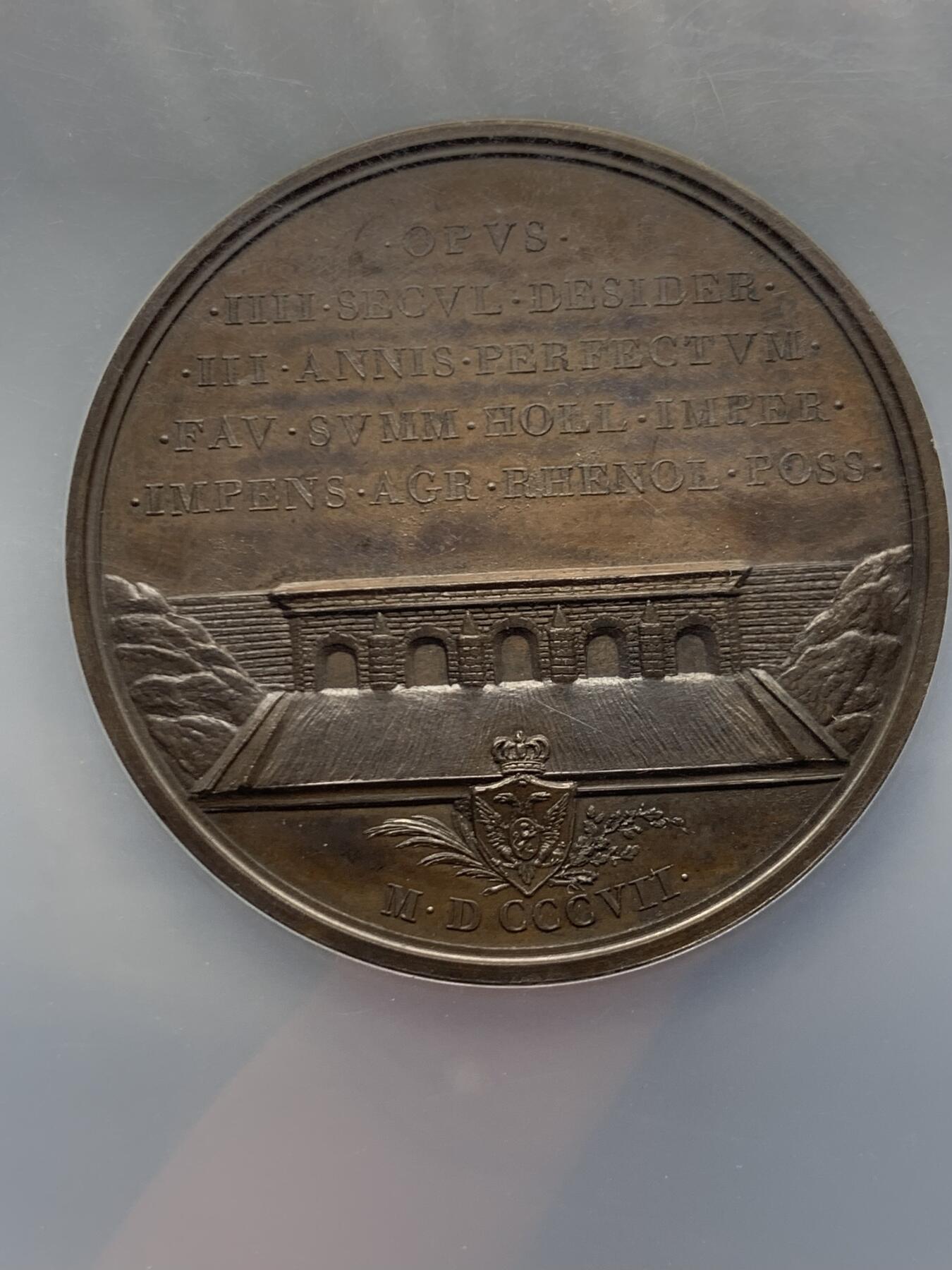 《竞宝斋》第466场 周日，周一 2场连拍 （全场包邮）欢迎送拍 NGC MS63BN 法占拿破仑 时期 荷兰 1807 运河通航 海神纪念 大铜章 大盒封装 巧克力包浆 精彩细节 这个时期的确实少见