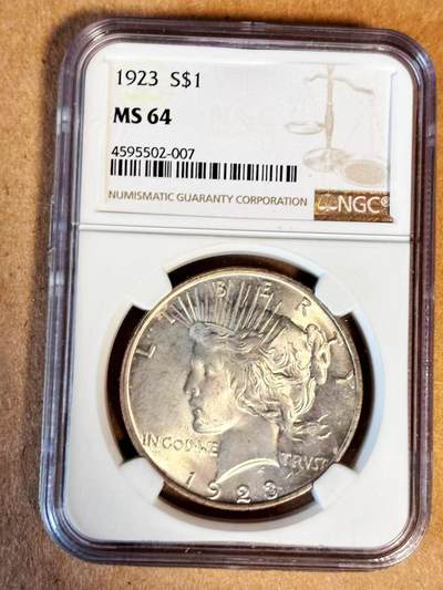 【Blue Auction】世界纸币精拍第789期——18级TOP拍卖/信誉/品质/专业/高效💫 - 美国 1923年1美金 和平银元 NGC MS64