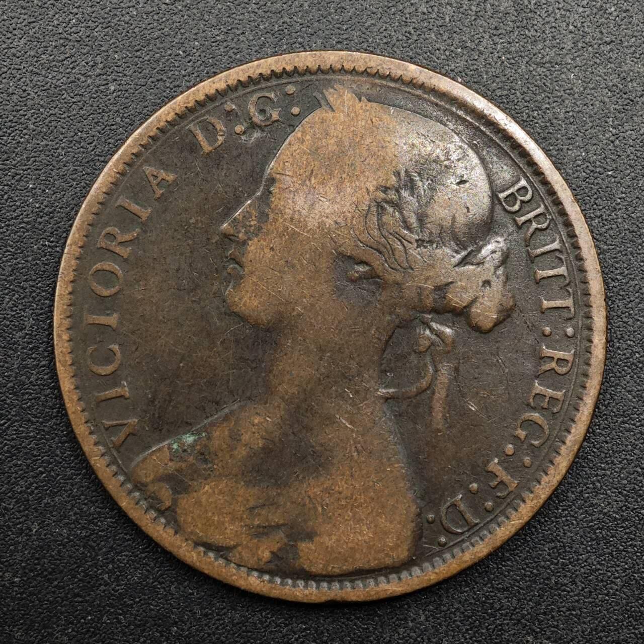 【淘币小摊】实时拍第八百七十四拍   银币散币场    每周一统一发货 英国1874年维多利亚一便士铜币