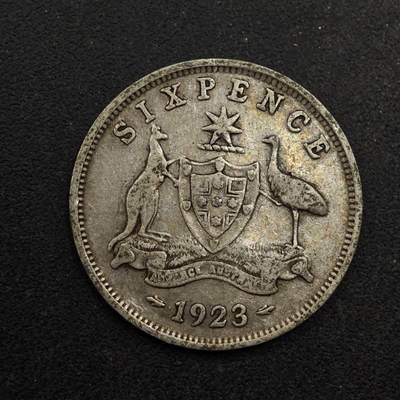 【淘币小摊】实时拍第八百七十四拍   银币散币场    每周一统一发货 - 澳大利亚1923年乔治五世6便士银币
