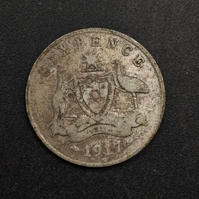 【淘币小摊】实时拍第八百七十四拍   银币散币场    每周一统一发货 - 澳大利亚1917年乔治五世6便士银币