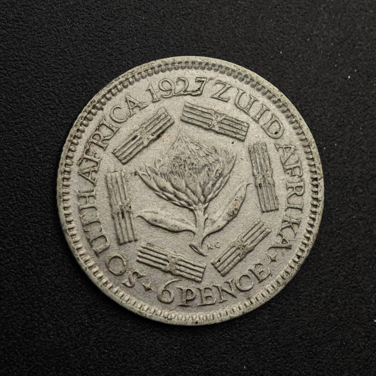 【淘币小摊】实时拍第八百七十四拍   银币散币场    每周一统一发货 南非1927年乔治五世6便士银币