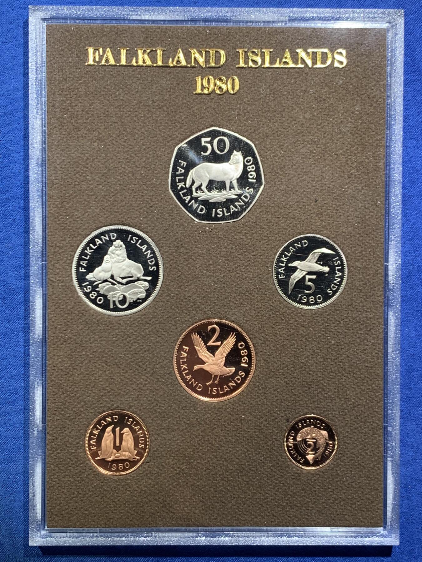 《竞宝斋》第466场 周日，周一 2场连拍 （全场包邮）欢迎送拍 福克兰群岛1980年六枚装精制套币