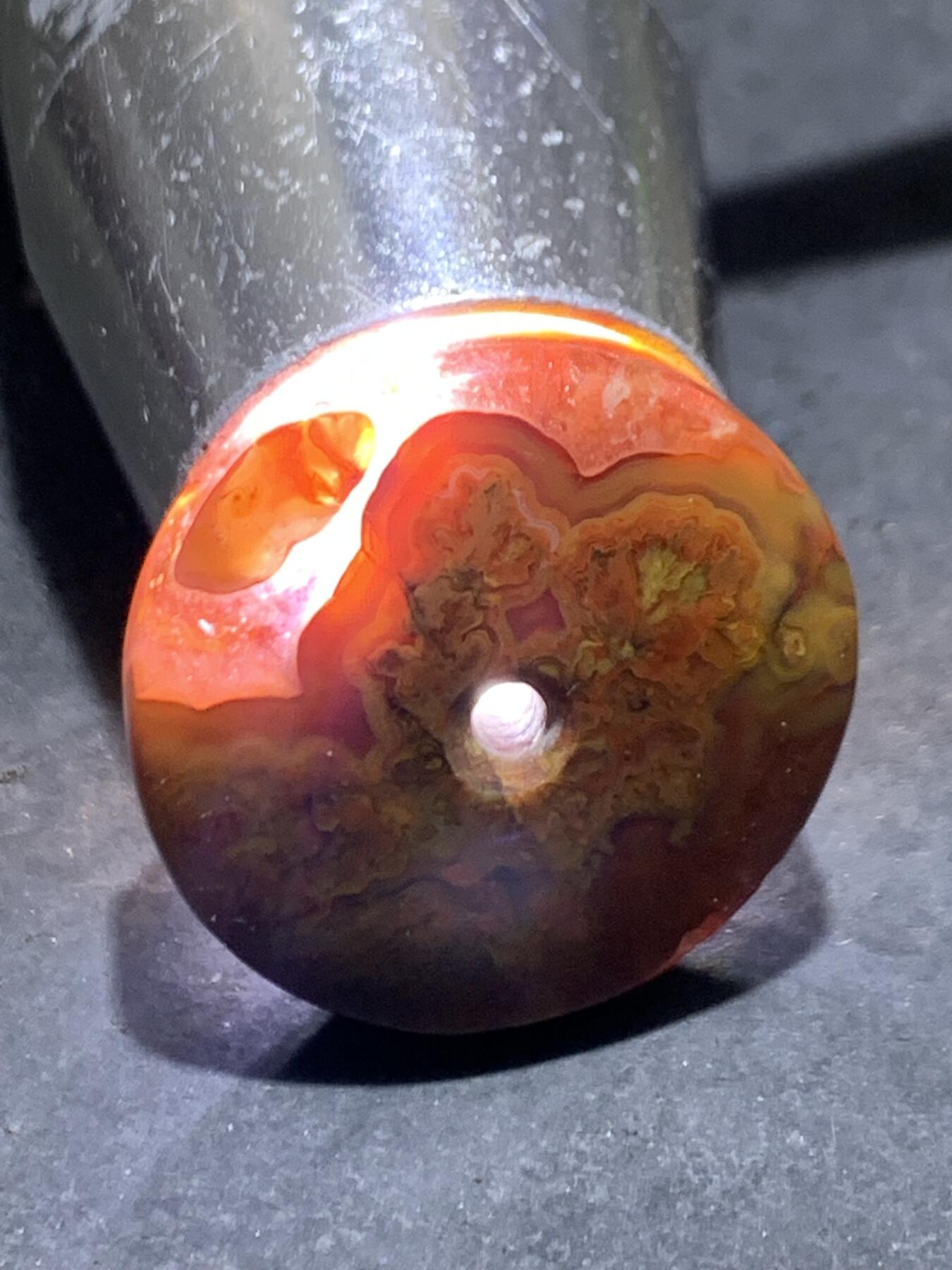 高玉化冰飘草花纹战国红玛瑙随形平安扣一个