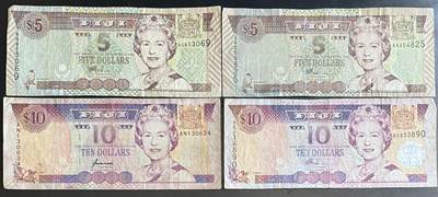 小福收藏拍卖第201期 流通品相裸钞 特惠场 本场拍卖美洲大洋洲非洲亚洲纸币【佣金仅收2% 不设最低佣金 全场包邮】 - 斐济 5+10元 1组4张 