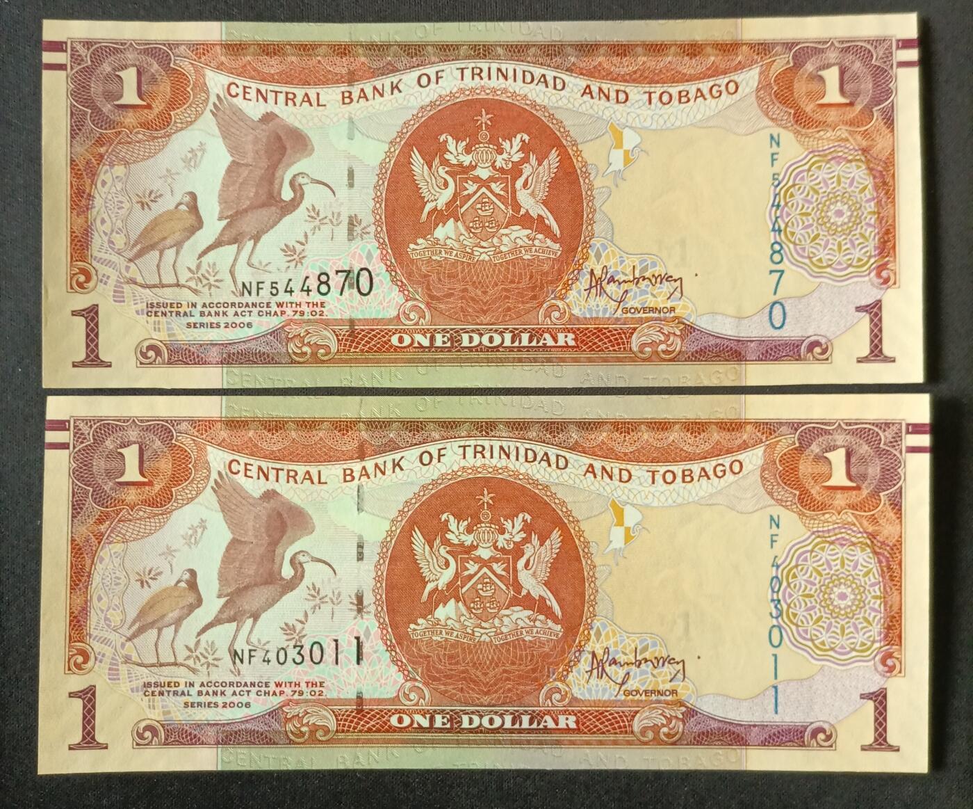 【游宝拍卖】丙午马年第6期 特多 2张 UNC/UNC-