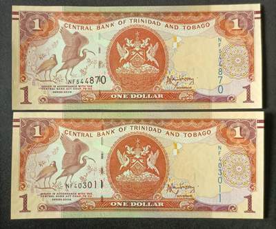 【游宝拍卖】丙午马年第6期 - 特多 2张 UNC/UNC-