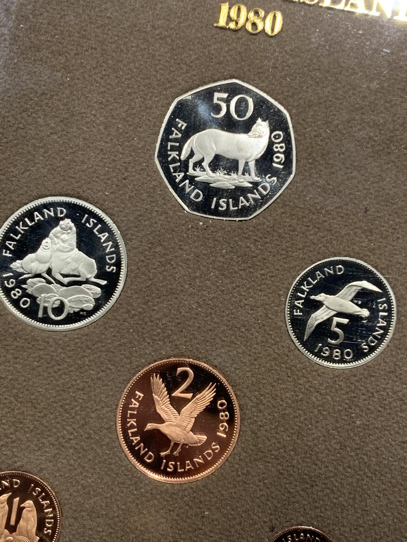 《竞宝斋》第466场 周日，周一 2场连拍 （全场包邮）欢迎送拍 福克兰群岛1980年六枚装精制套币