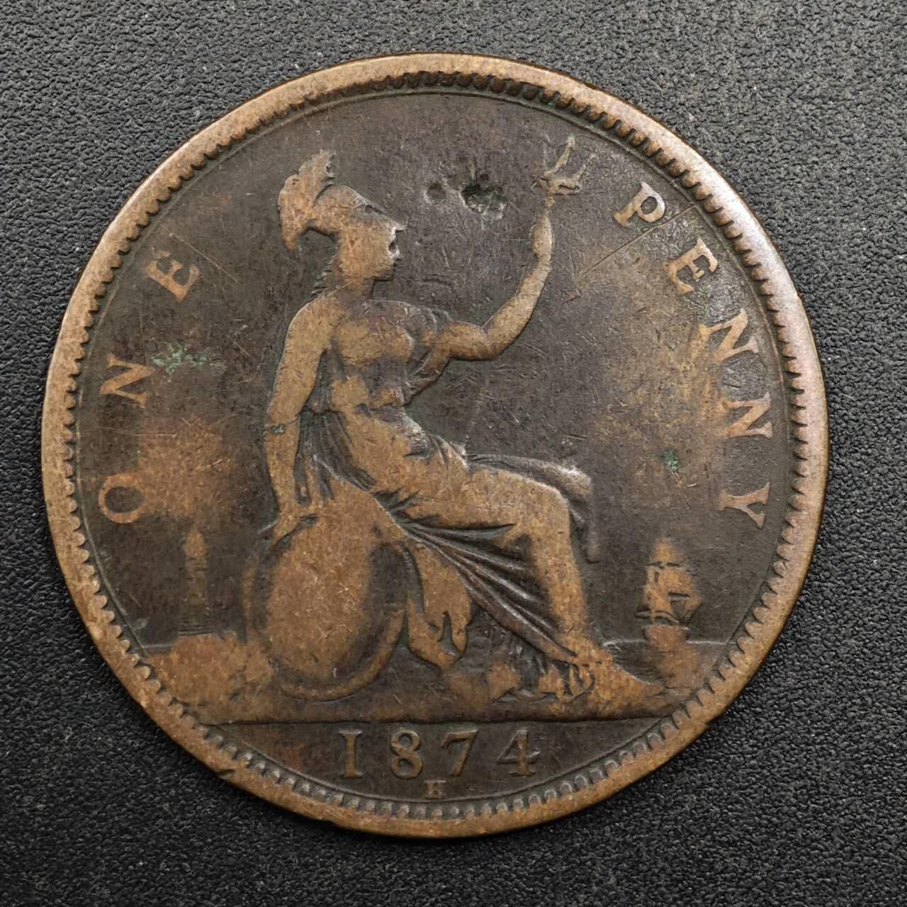 【淘币小摊】实时拍第八百七十四拍   银币散币场    每周一统一发货 英国1874年维多利亚一便士铜币