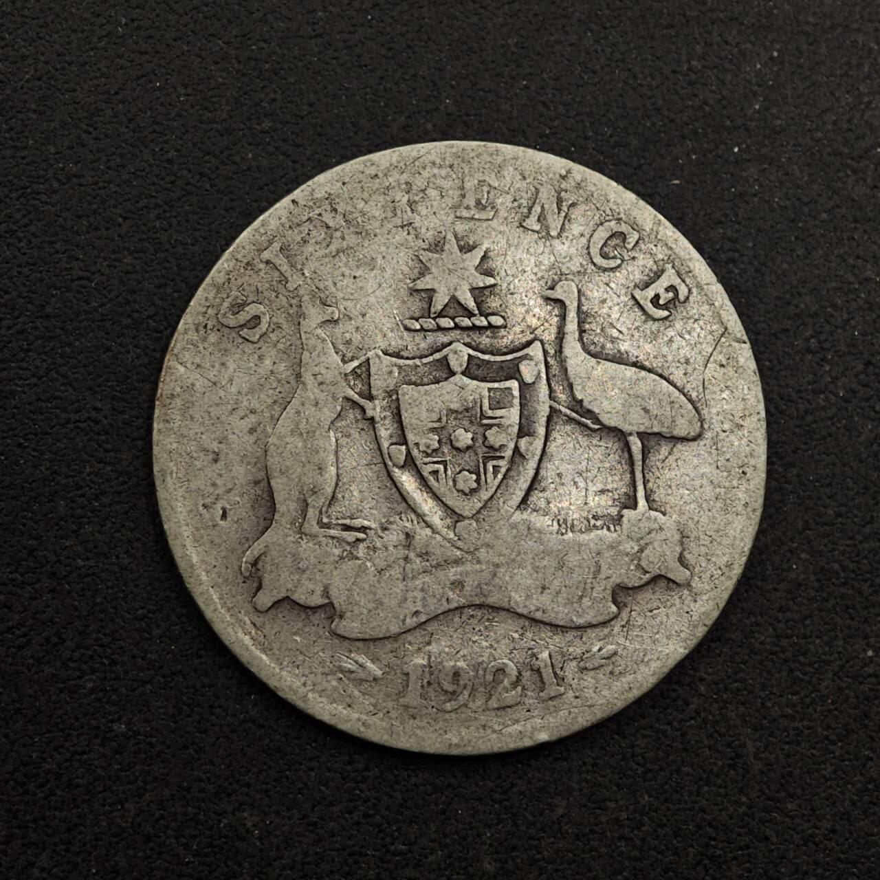 【淘币小摊】实时拍第八百七十四拍   银币散币场    每周一统一发货 澳大利亚1921年乔治五世6便士银币