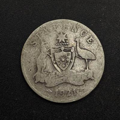 【淘币小摊】实时拍第八百七十四拍   银币散币场    每周一统一发货 - 澳大利亚1921年乔治五世6便士银币