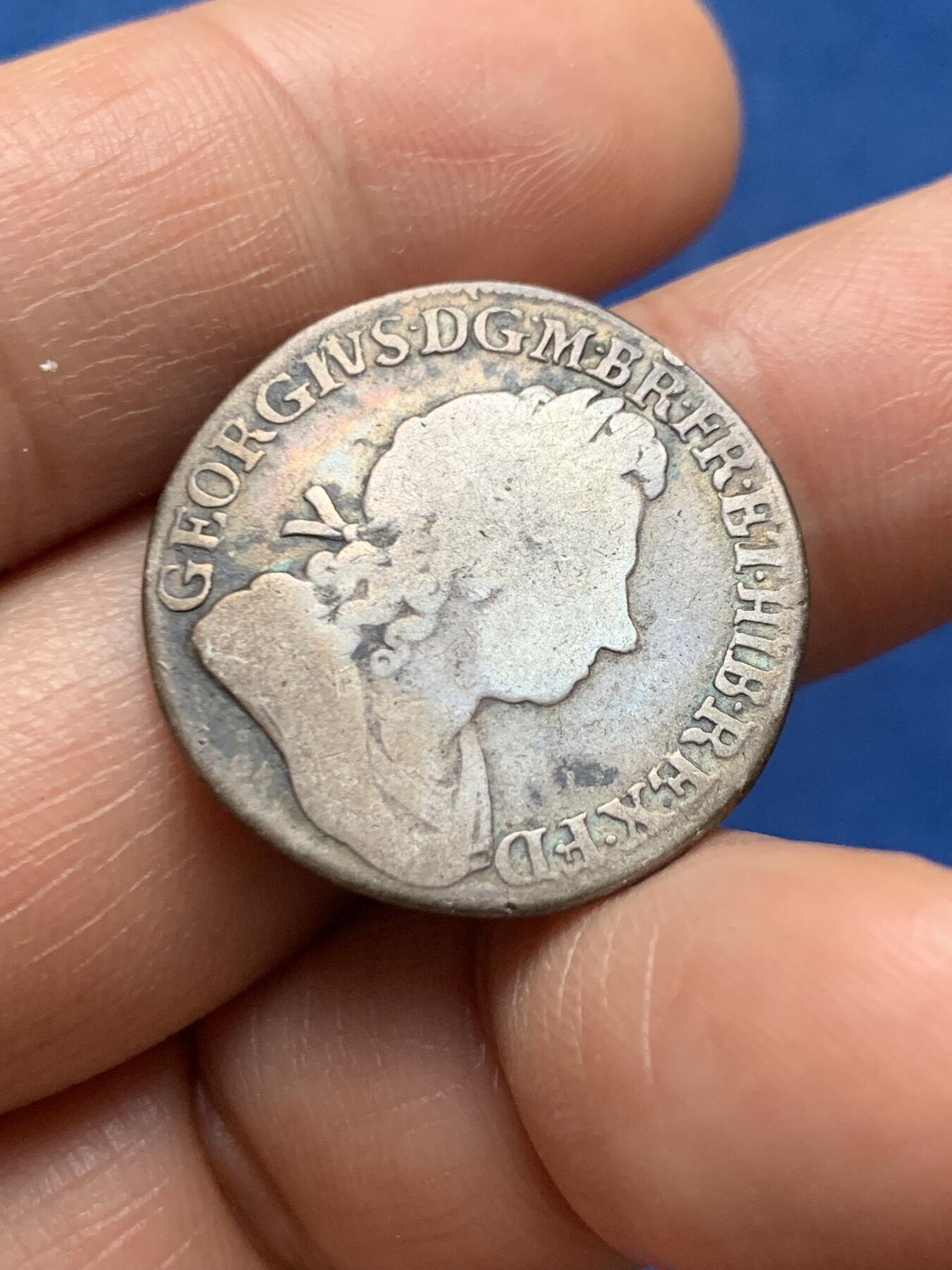 《竞宝斋》第466场 周日，周一 2场连拍 （全场包邮）欢迎送拍 英国 1723年 乔治一世 ssc1先令 银币 原味包浆 少见品种