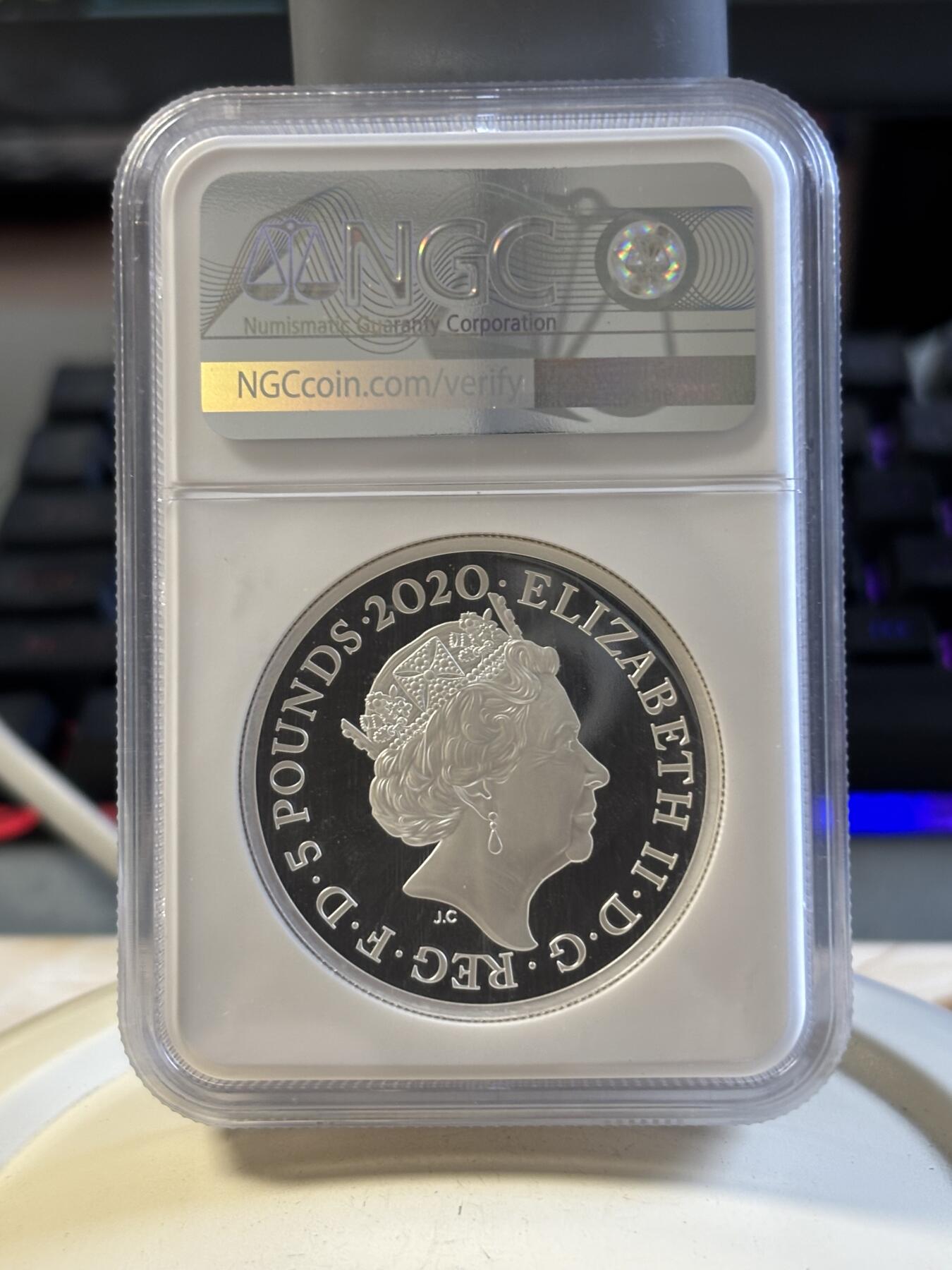 第192期拍卖 英国2020年音乐乐队传奇2艾尔顿·约翰2盎司银币NGC-PF69,999银，发行500枚