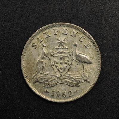 【淘币小摊】实时拍第八百七十四拍   银币散币场    每周一统一发货 - 澳大利亚1962年伊丽莎白二世6便士银币