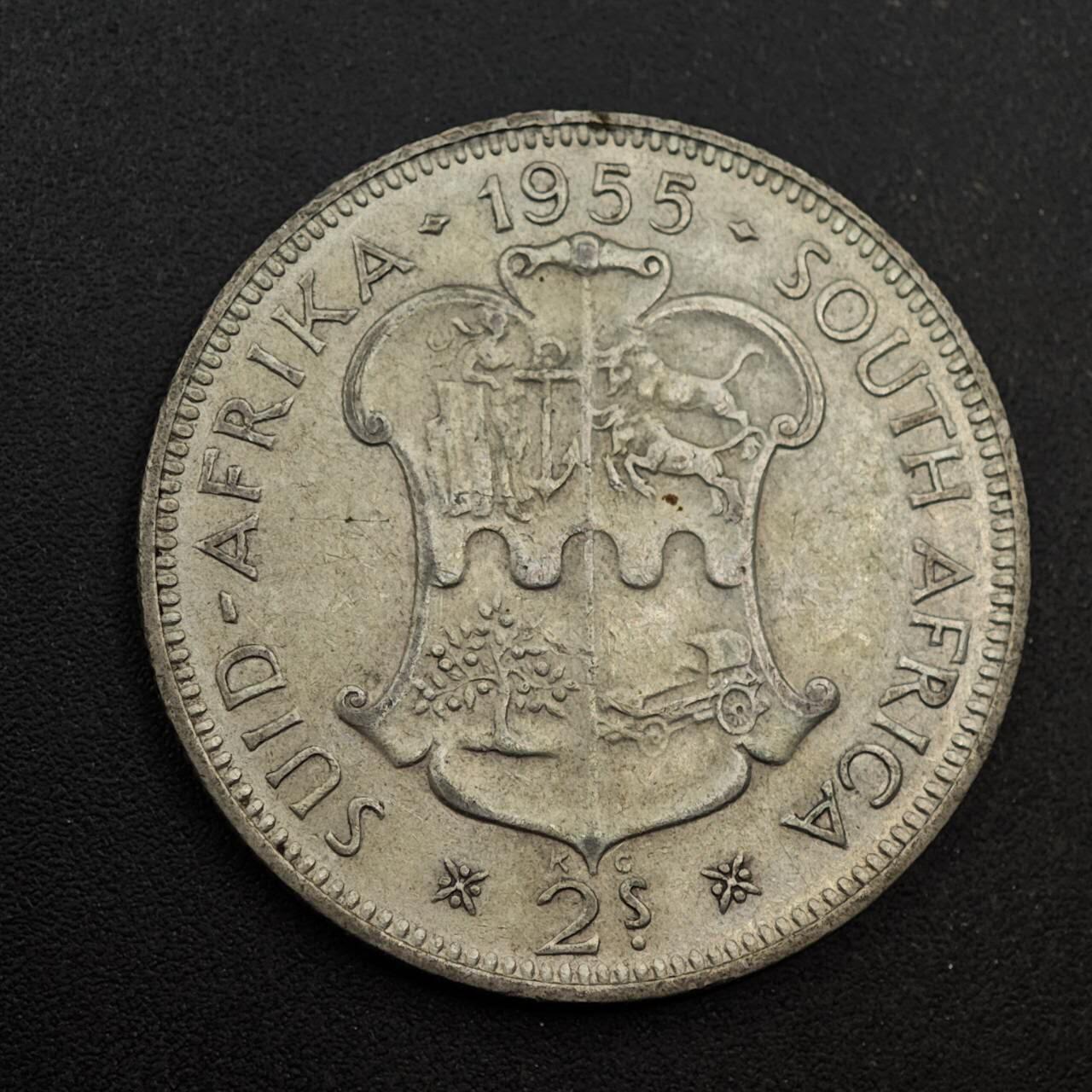 【淘币小摊】实时拍第八百七十四拍   银币散币场    每周一统一发货 南非1955年伊丽莎白二世2先令银币
