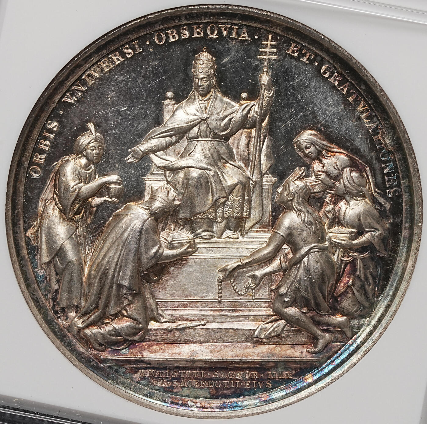 修遠堂世界钱币第106期，请看参拍说明 NGC MS63-纪念教皇利奥十三世晋铎（成为神父）50周年大银章