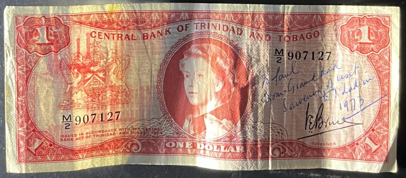 小福收藏拍卖第201期 流通品相裸钞 特惠场 本场拍卖美洲大洋洲非洲亚洲纸币【佣金仅收2% 不设最低佣金 全场包邮】 特立尼达和多巴哥 1964年 1元 