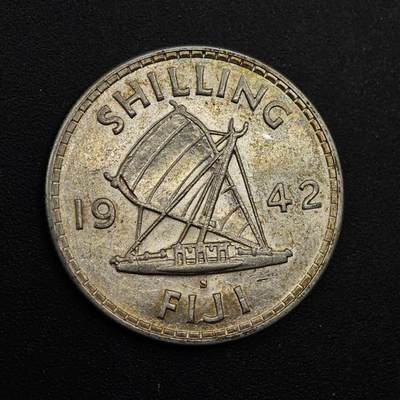 【淘币小摊】实时拍第八百七十四拍   银币散币场    每周一统一发货 - 斐济1942年乔治六世一先令银币